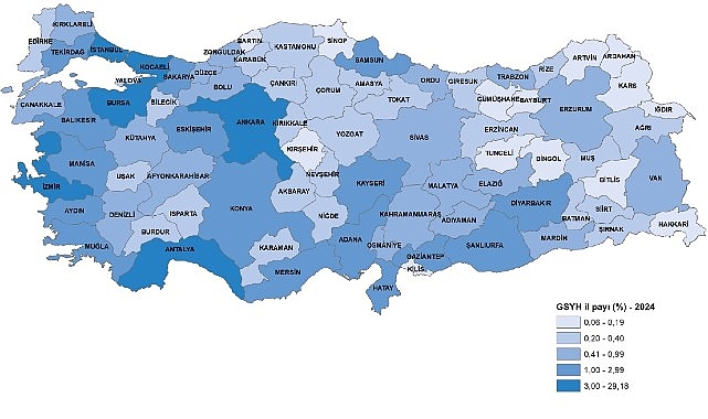 İl Bazında Gayrisafi Yurt İçi Hasıla, 2024